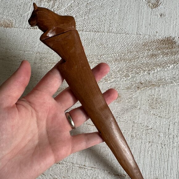 Vintage Hand Carved Lion Letter Opener with Lion - Picture 1 of 6